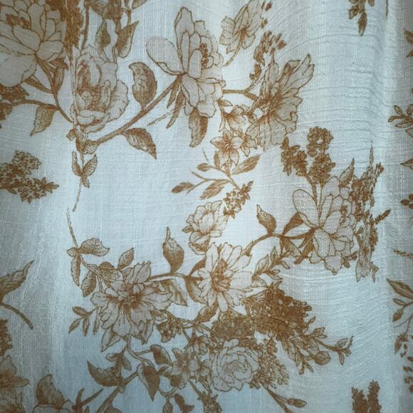 Bell Pepper Women's Floral Short Sleeve Dress Size XL Cream Brown Cottagecore - Picture 5 of 9